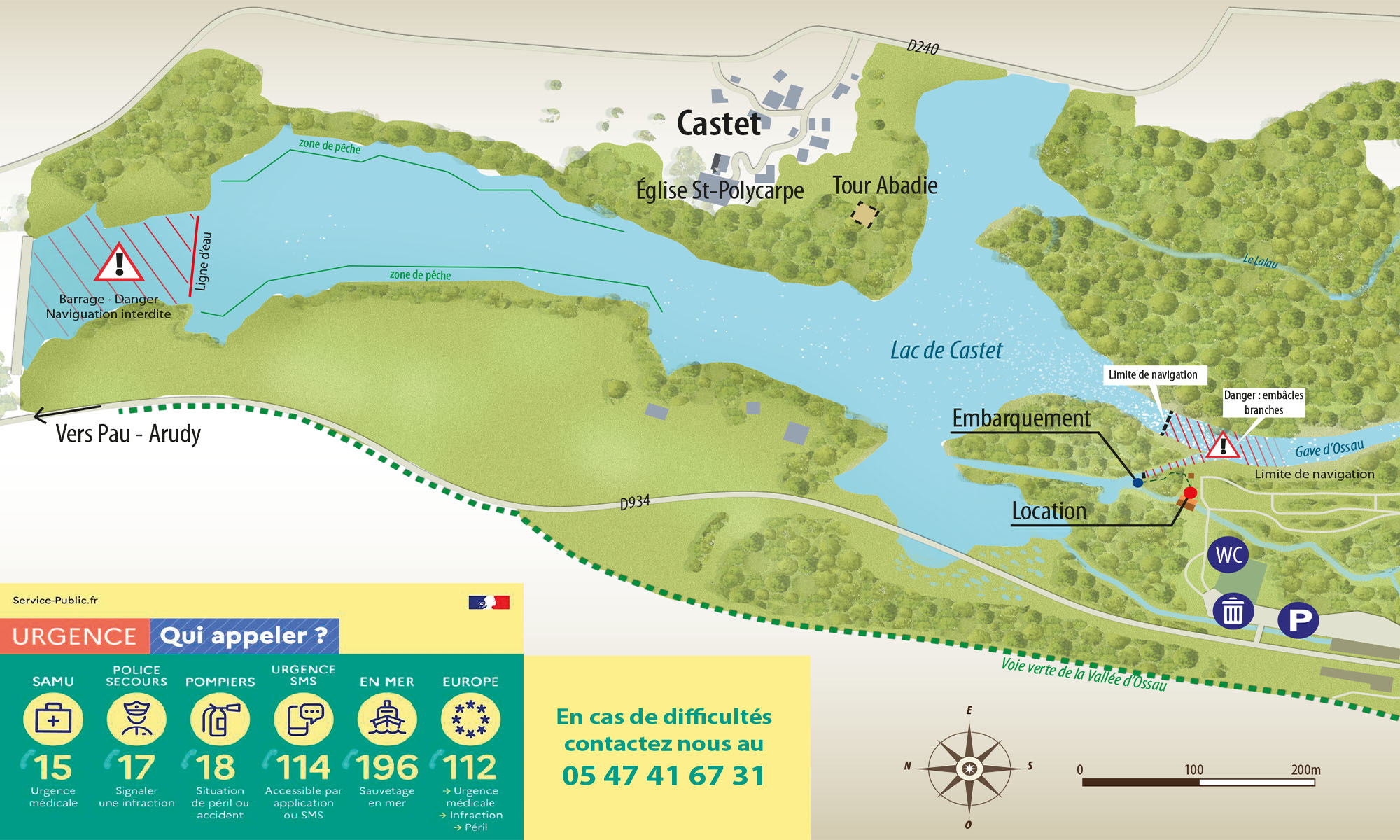 Plan du lac de castet